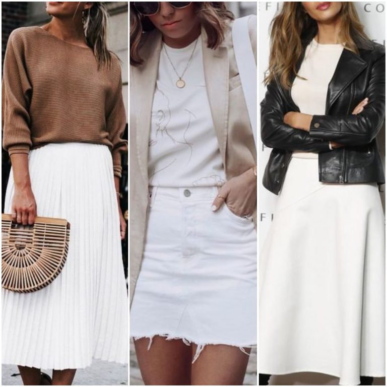 outfits con faldas blancas