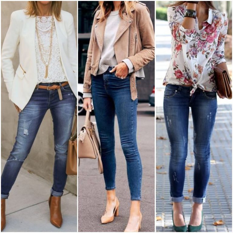 outfits con jeans ajustados para mujer