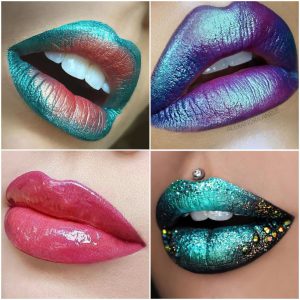 labios con brillos metalizados