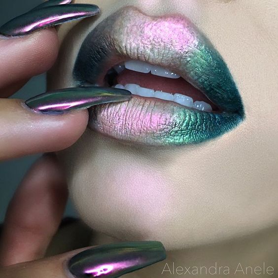 labios metalizados de dos colores
