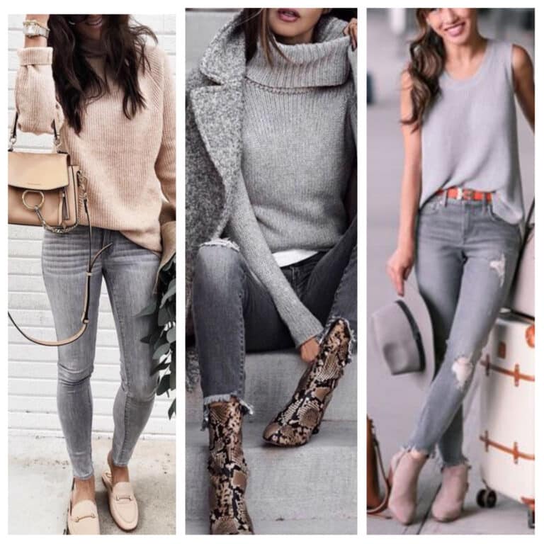 Outfits con jeans gris para mujer