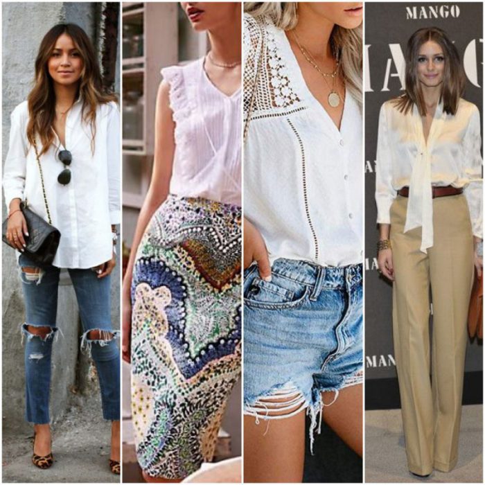 looks mujer con camisa blanca