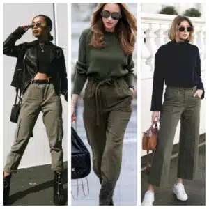 Outfit con pantalon verde olivo o militar