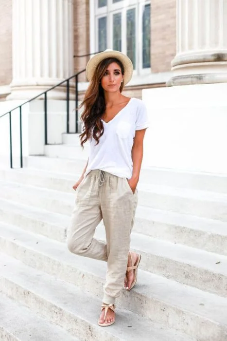 look informal con babucha de lino