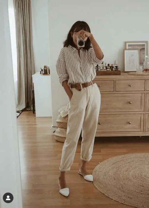 outfit con jogger de lino
