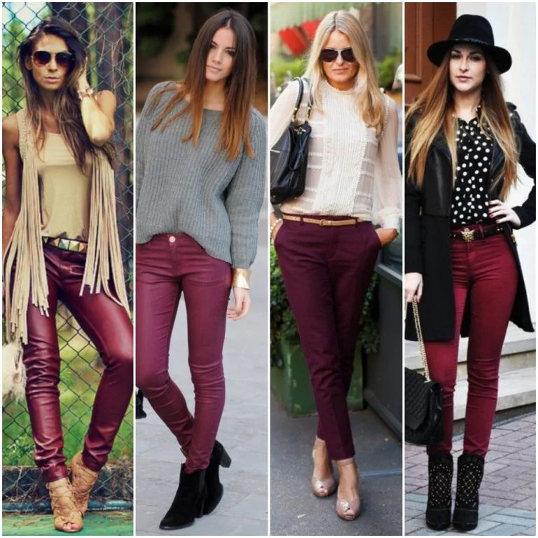outfit con pantalon bordo