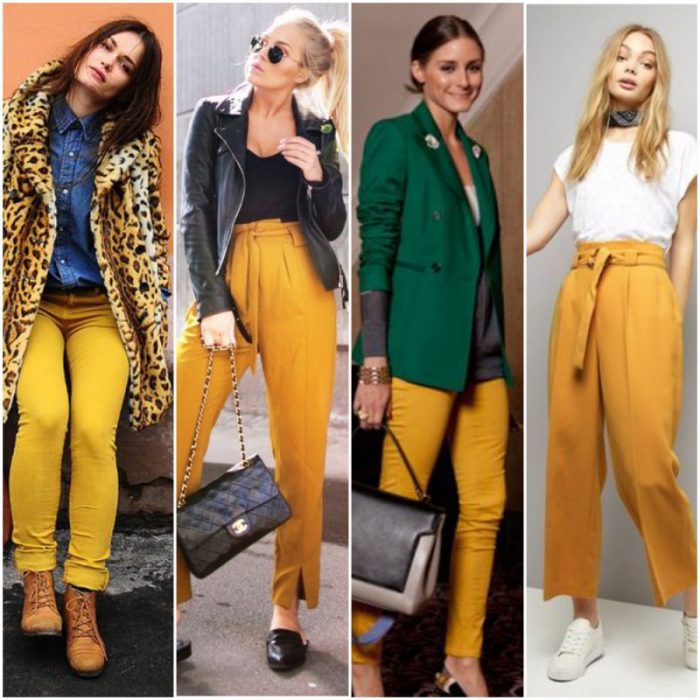 outfit pantalon amarillo mostaza