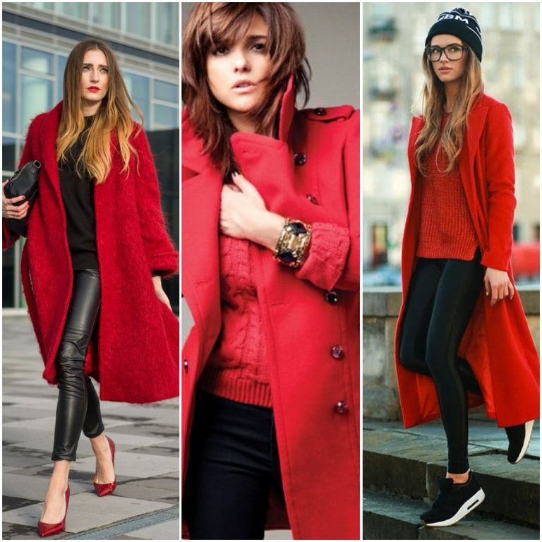 look con abrigo rojo mujer