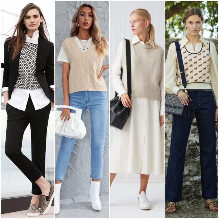 look con chalecos tejidos