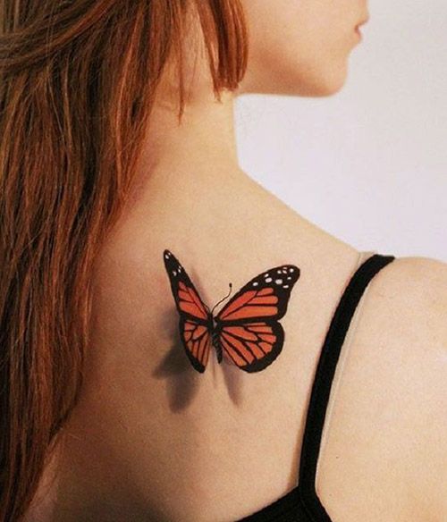 tatuaje de mariposa monarca en 3d