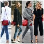 outfit con cartera roja moderno