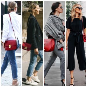 outfit con cartera roja moderno