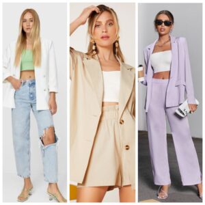 Outfits con top corto y blazer casual elegante