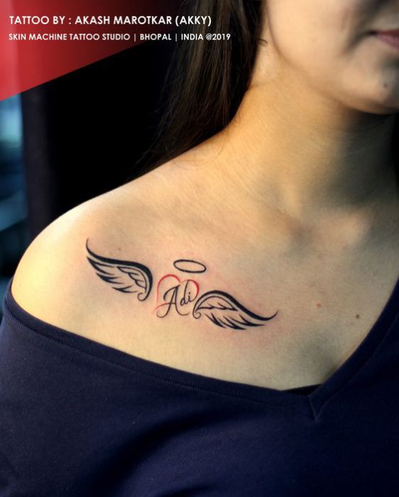 tatuaje alas angel pecho mujer