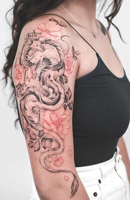 tatuaje dragon chino brazo