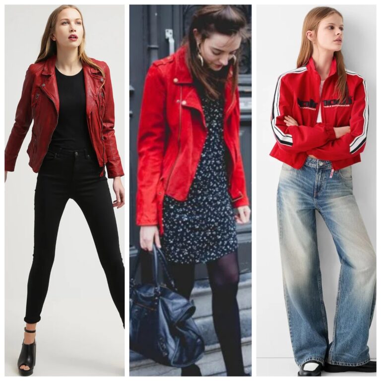 Outfits con chaqueta roja de mujer