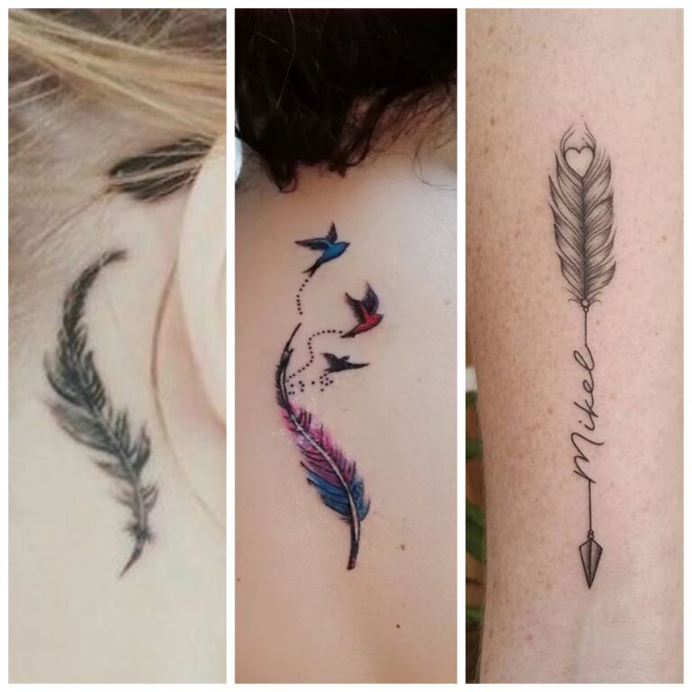 Tatuajes modernos con plumas para mujer