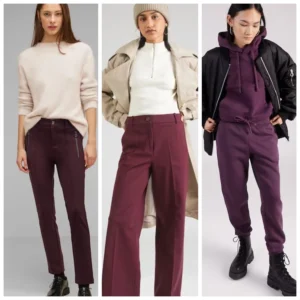 Outfits con pantalon morado para mujer