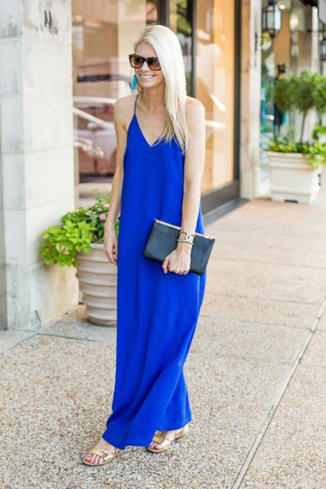 vestido largo azul francia