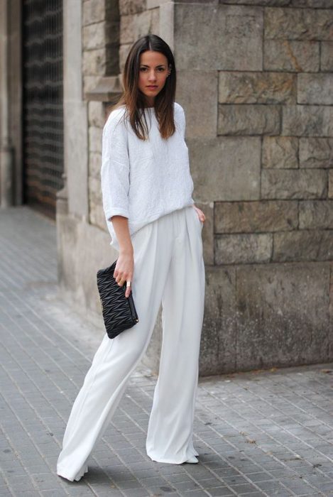 pantalon ancho blanco