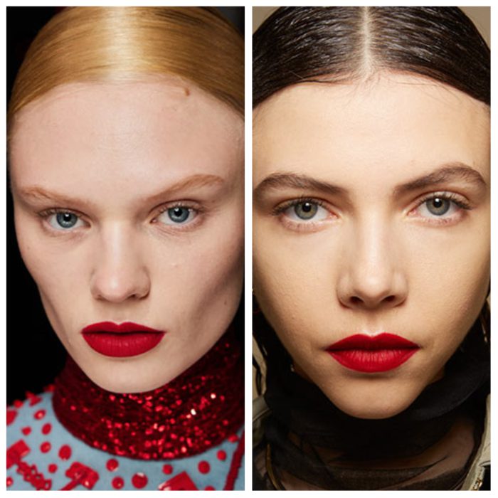 labios rojos maquillaje de moda invierno 2023