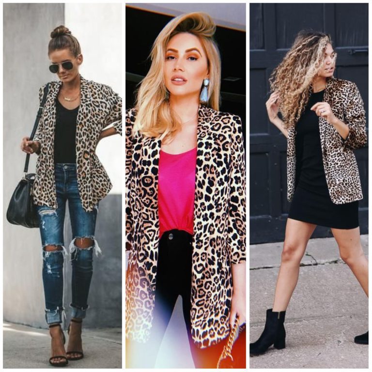 look con blazer animal print