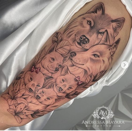 tatuaje manada de lobo
