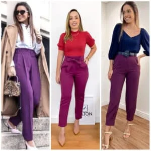 outfit con pantalon purpura