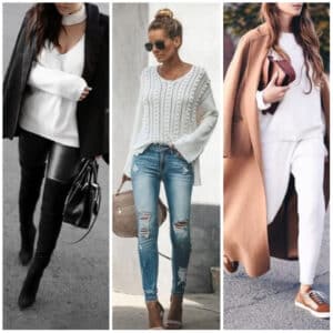 outfit con sweater blanco