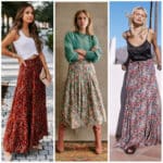 outfit falda larga con flores