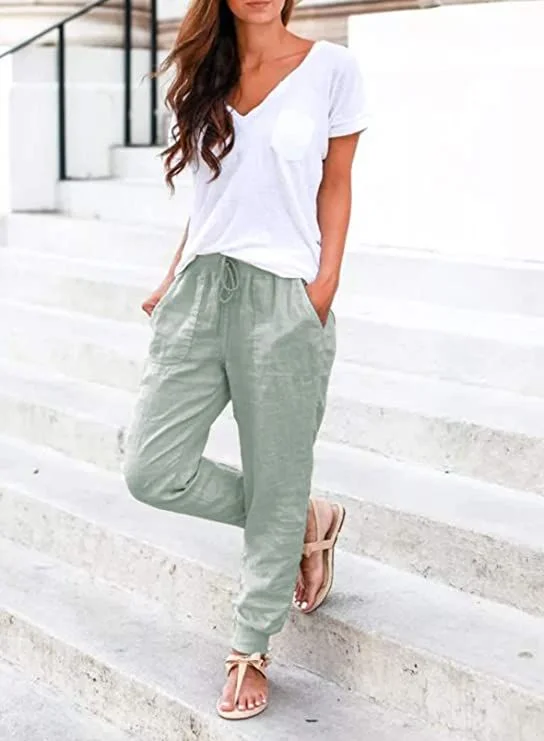 outfits con jogger de lino moderno a
