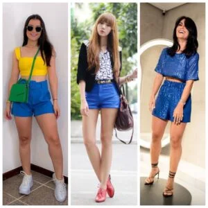 combinar un short azul real
