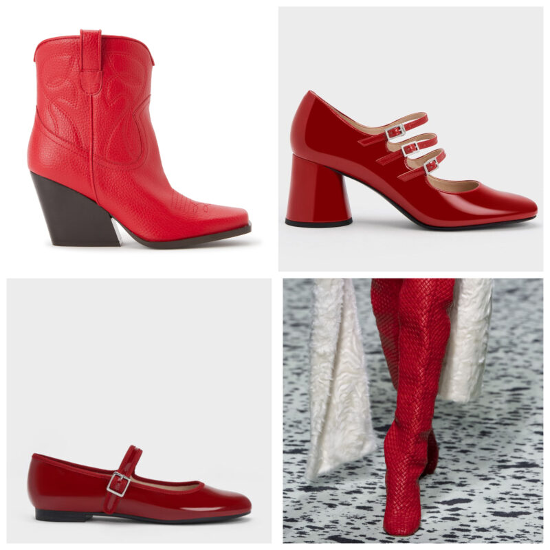 rojos calzados de moda invierno 2024