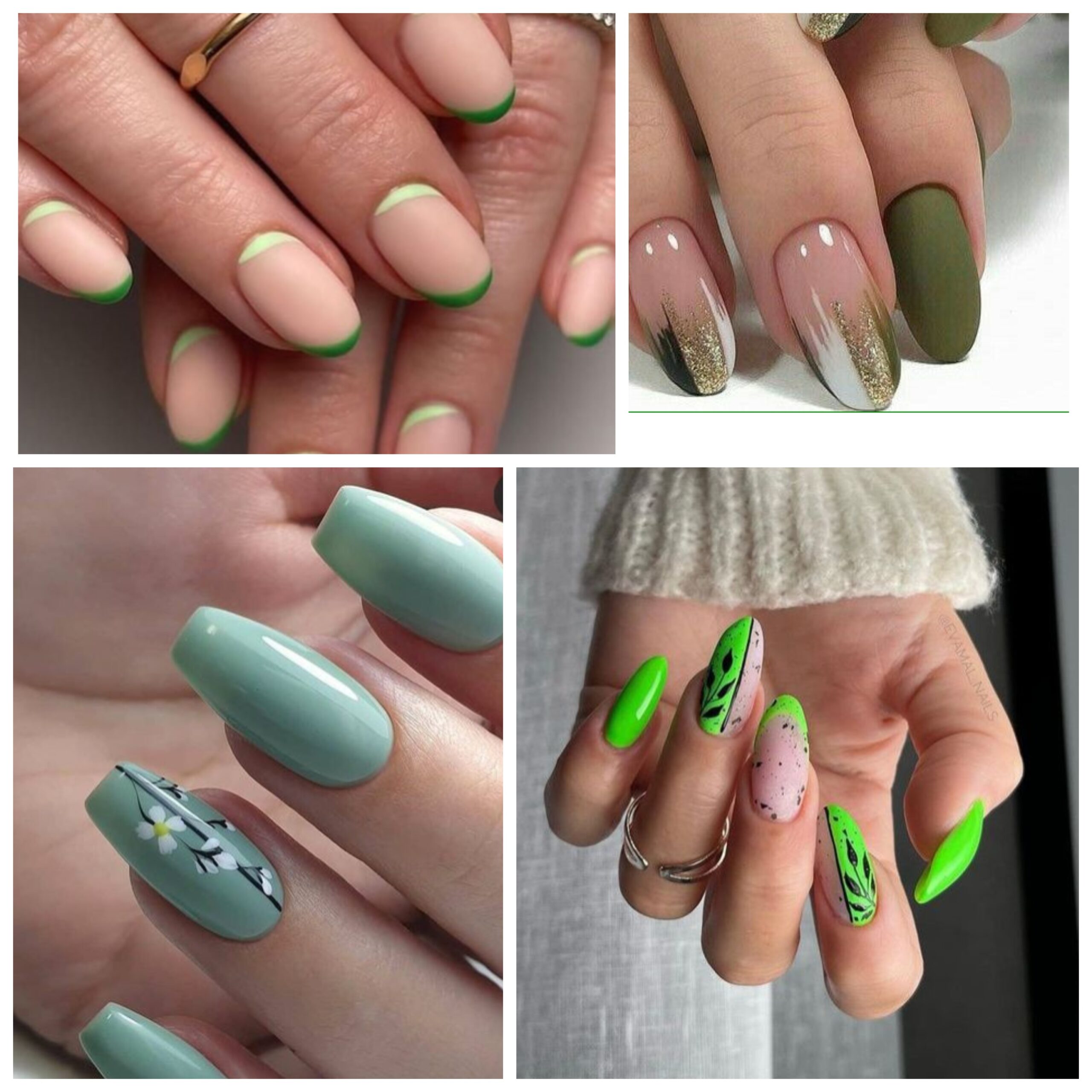 diseños de uñas verdes