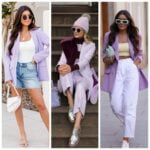 outfit con blazer lila