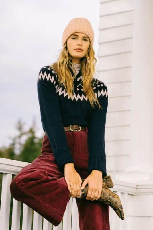 Outfits de invierno con sweater de mujer estilo tradicional