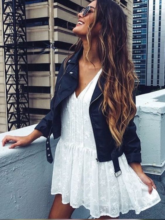 look con campera de cuero primavera verano