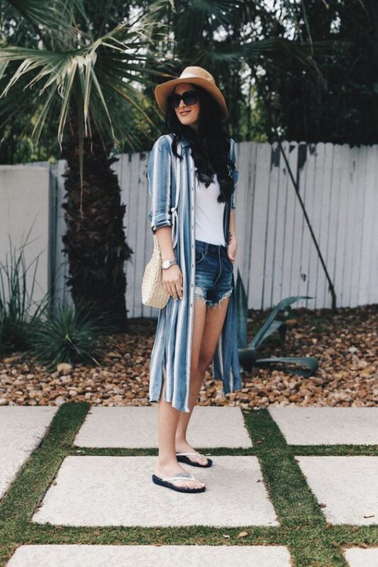 outfits con camisa larga abierta