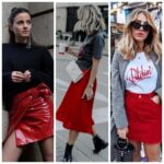 Outfit con falda roja