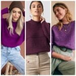 Outfit con suéter morado para mujer