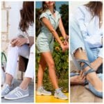 Outfits con calzados azul claro o celeste