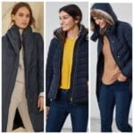 Outfit con campera puffer azul oscuro