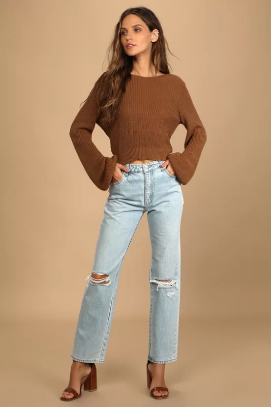 jeans con sweater camel