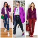 outfit con blazer purpura