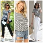 outfit con remera a rayas negra blanca