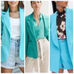 Outfit con blazer turquesa