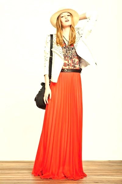 loo bho chic con falda larga naranja