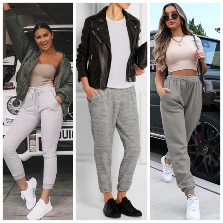 outfit con jogger gris mujer