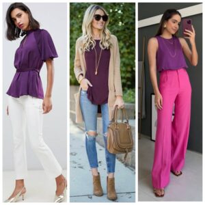 combinar blusa morada