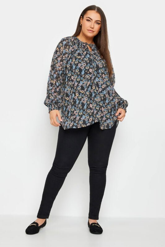 blusa estampada talles grandes mangas largas